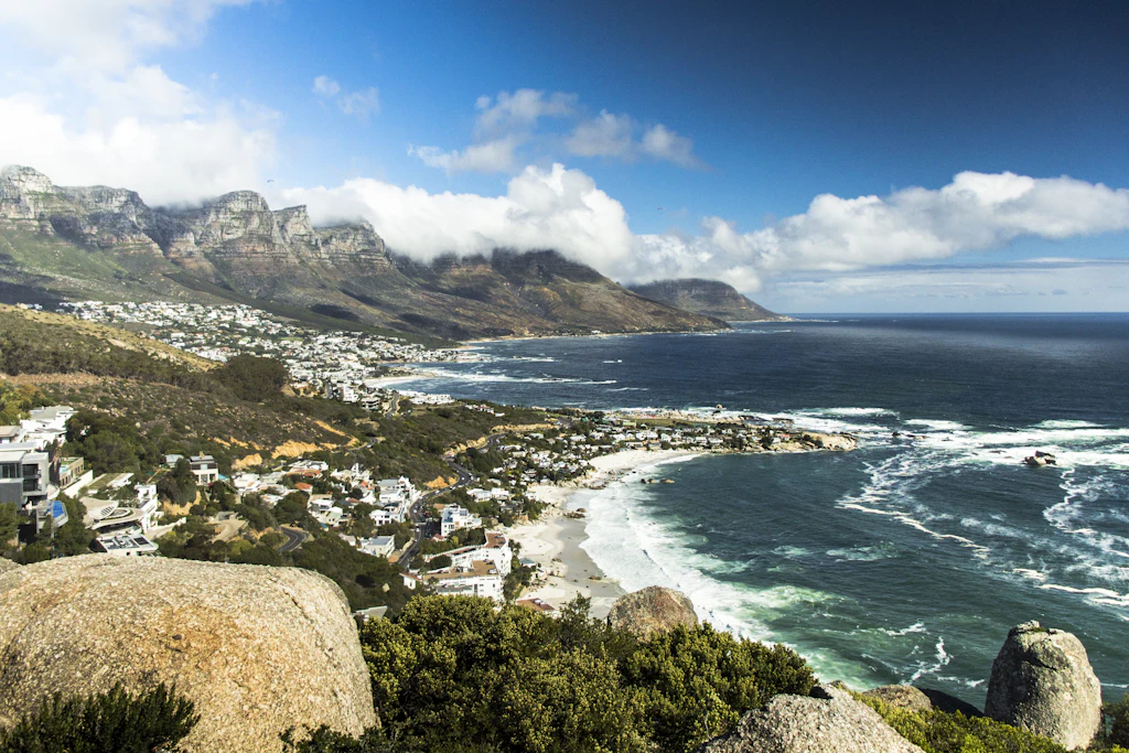 Camps Bay and the Twelve Apostles on a sunny day